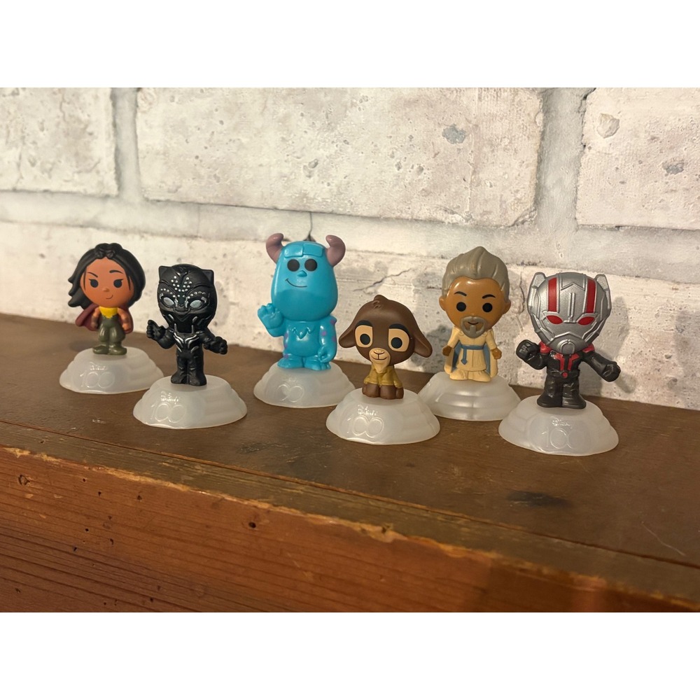 Disney 100 McDonald's Happy Meal Toys Lot of 6 Black Panther Ant Man Raya Wish